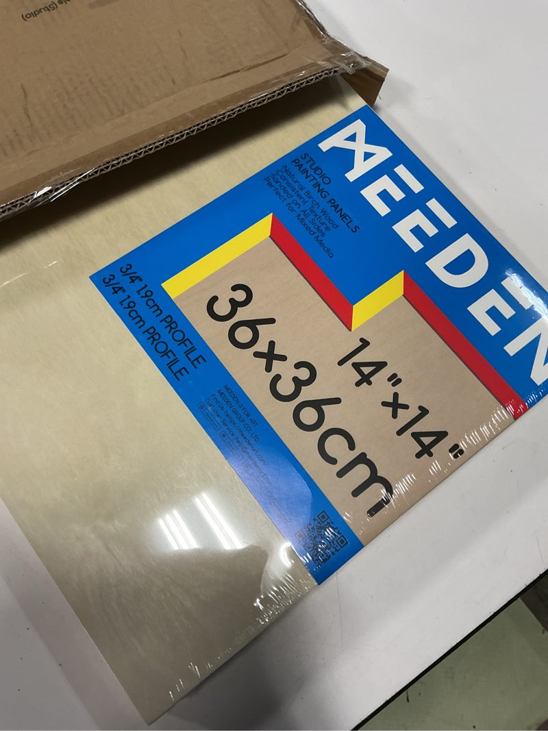 Condition photo showing New/Like New for meeden unfinished wood canvas board:14x14 canvas panel pack of 2 | 3/4" deep wooden panel board, blank cradled wood art board for painting - rectangle 14"x14"- 2 pack