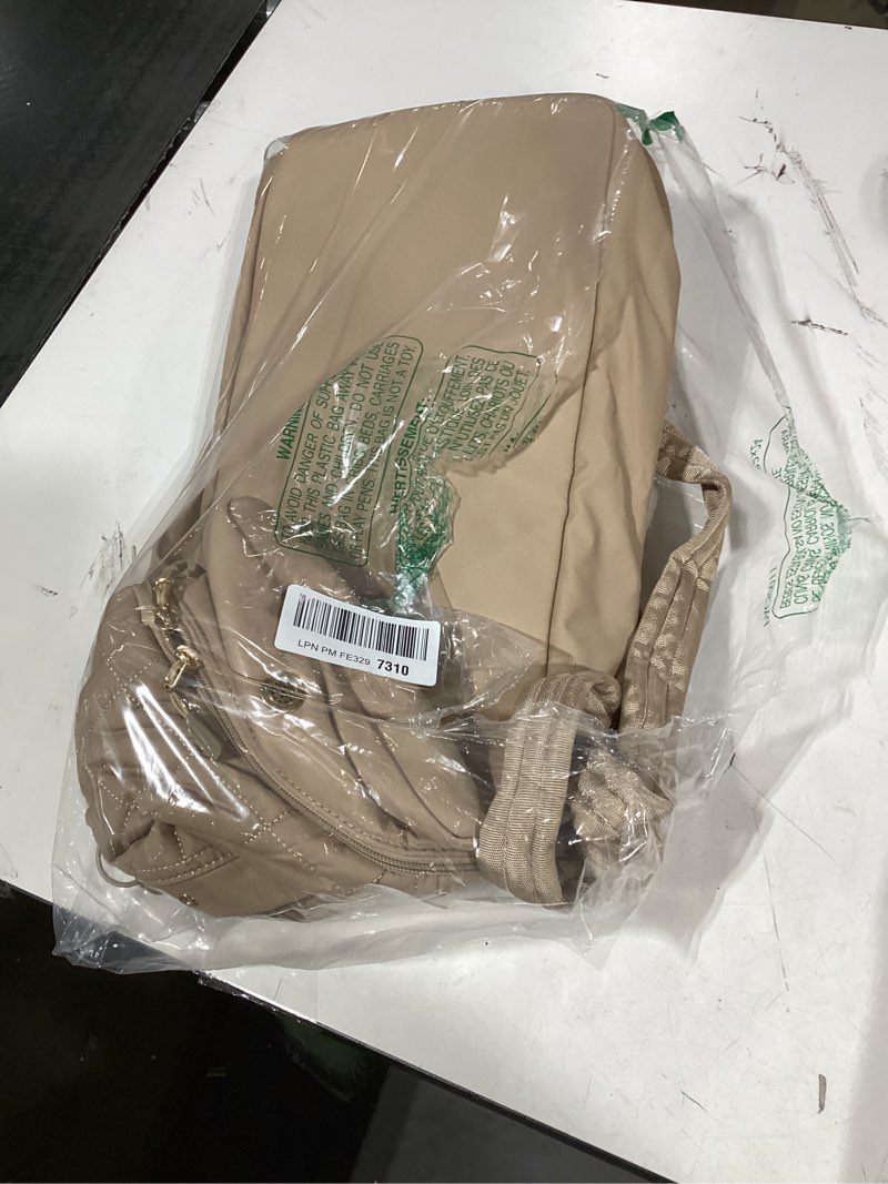 Condition photo showing Good Condition for similar product not like stock photo beige color bagsmart tote bag for women, lightweight puffy tote bag with compartments quilted shoulder bag handbag for travel, work, gym