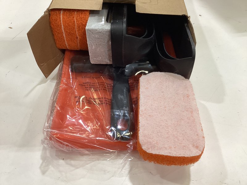 Condition photo showing Good Condition for upgraded griddle cleaning kit for blackstone 18 pieces flat top grill accessories cleaner tool set with scraper, heat-resistant silicone spatula mat with hanger, grill brick, scouring pads 18pcs griddle cleaning kit