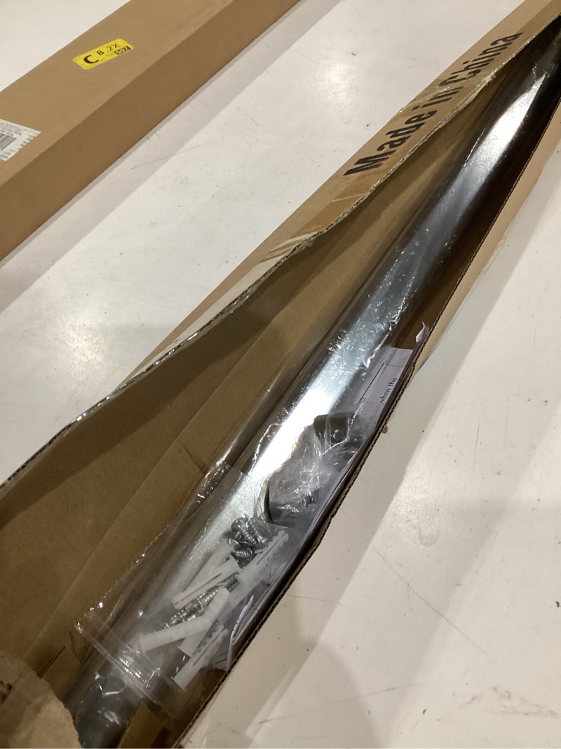 Condition photo showing As Is for adjustable oval closet rod 30-55 inch, 90 lbs heavy duty, one-piece no-cut needed, metal hanging rod for closet & wardrobe (chrome) 30"- 55" chrome