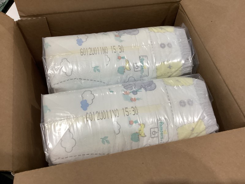 Condition photo showing New/Like New for pampers swaddlers diapers, size 6 (23-44 lbs), 50 count, hypoallergenic, absorbent, keeps baby dry and comfortable, skin safe disposable baby diaper size 6 50
