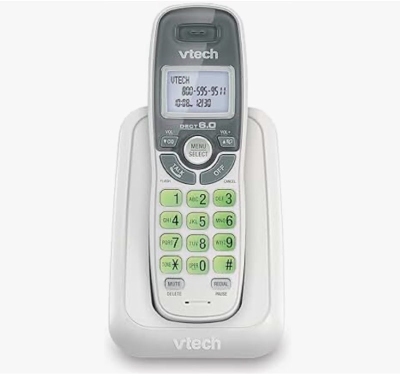 vtech - cs6114 dect 6.0 digital cordless phone with caller id/call waiting - white