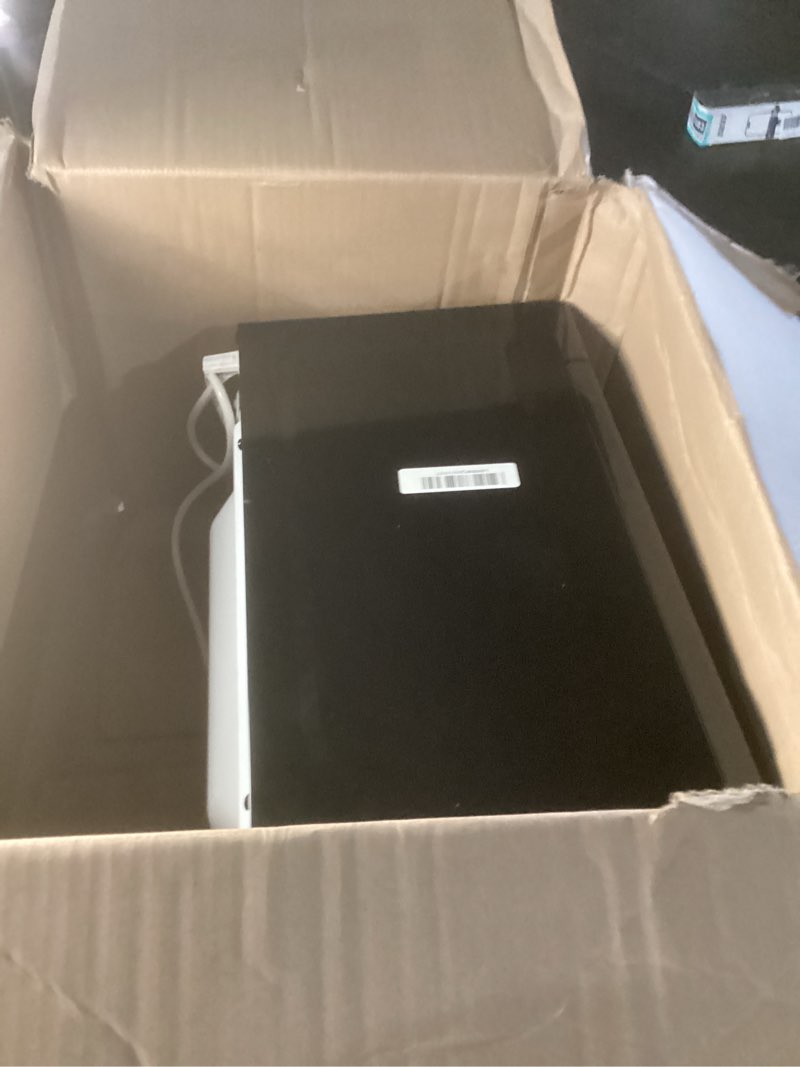 Condition photo showing As Is for nostalgia mid-century retro countertop microwave oven - large 900-watt - 0.9 cu ft - 8 pre-programmed cooking settings - digital clock - kitchen appliances - black mid-century 0.9 cu. ft. black