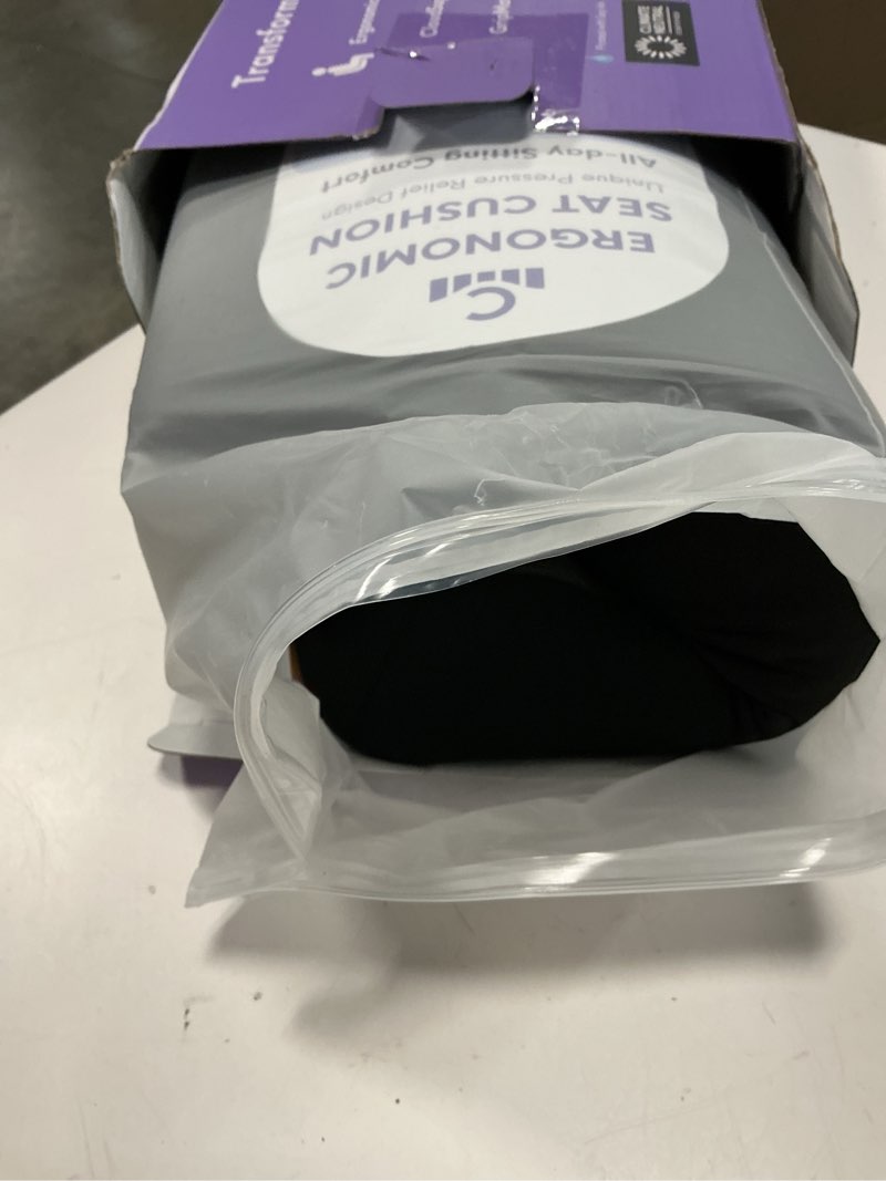 Condition photo showing New/Like New for cushion lab patented pressure relief seat cushion for long sitting hours on office & home chair - extra-dense memory foam for soft support. car pad for hip, tailbone, coccyx, sciatica - black
