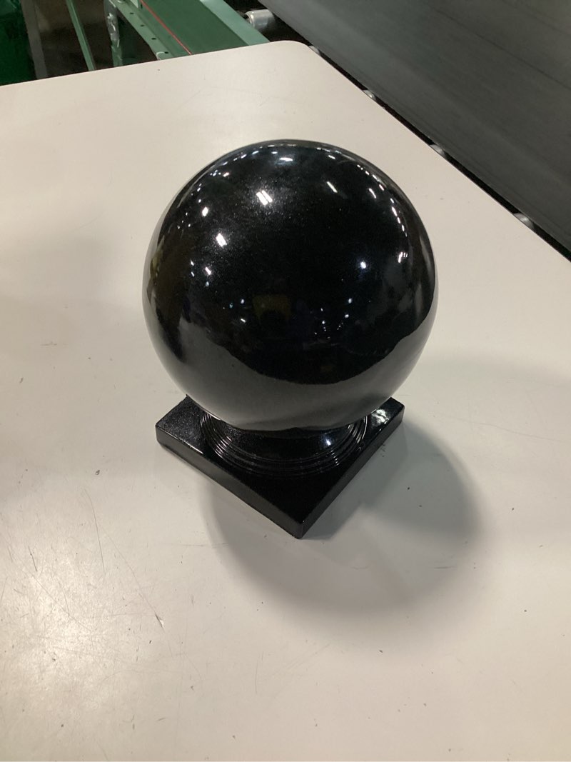 Condition photo showing Good Condition for aluminum alloy ball top post caps, internal measurement of actual dimensions 4" x 4" wood/metal/mailbox posts, weather-resistant fence post caps for deck and fencing