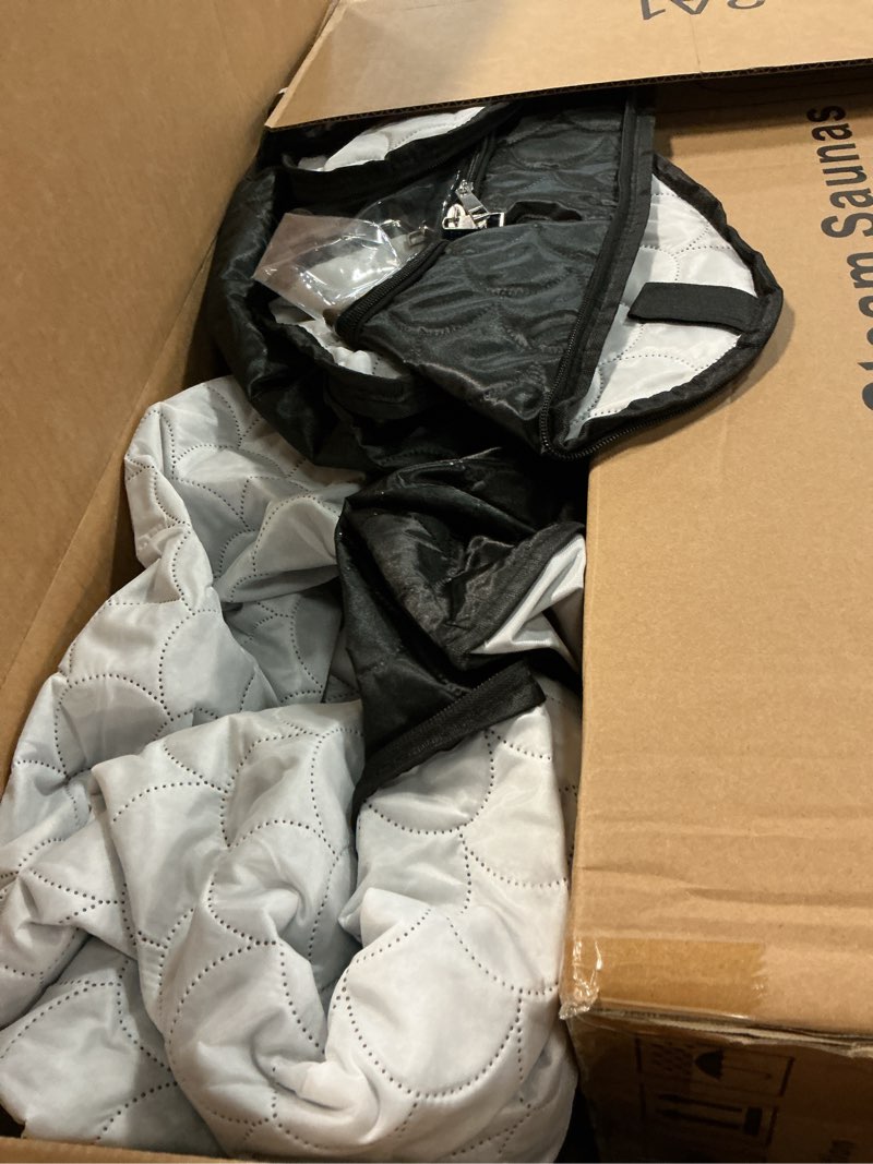 Condition photo showing As Is for Portable Sauna Box for Home, Personal SPA Steam Sauna with 10 Min Fast Heating & 9 Levels Heat, Warm Sauna Tent with 3L/1200W Steamer, Folding Chair, Remote Control for Body Relaxation,32" x 32" x 71" Black