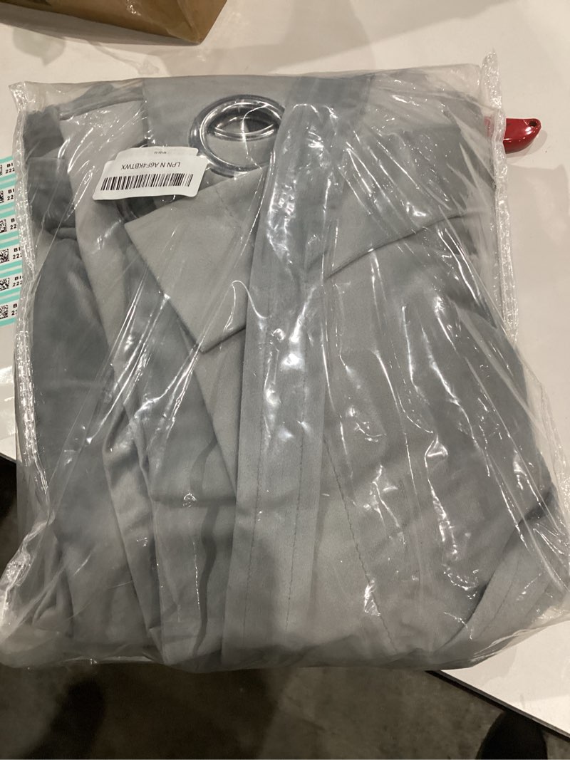 Condition photo showing Good Condition for JIUZHEN Extra Long Velvet Curtains - Soft Retro Blackout Velvet Drapes Room Darkening Thermal Insulated for Living Room/Villa, 52W x 120L, 2 Panels with Tiebacks,Silver Grey 52"W x 120"L (Pack of 2) Silver Grey