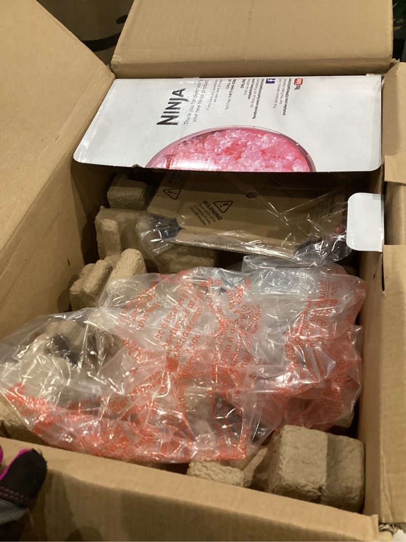 Condition photo showing As Is for Ninja BL642 Nutri Ninja Personal & Countertop Blender with 1200W Auto-iQ Base, 72 oz. Pitcher, and 18, 24, & 32 oz. To-Go Cups with Spout Lids, For Smoothies, Shakes & More, Dishwasher Safe, Black