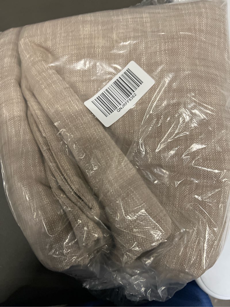 Condition photo showing New/Like New for textured cotton room darkening curtain, 48x96, flax