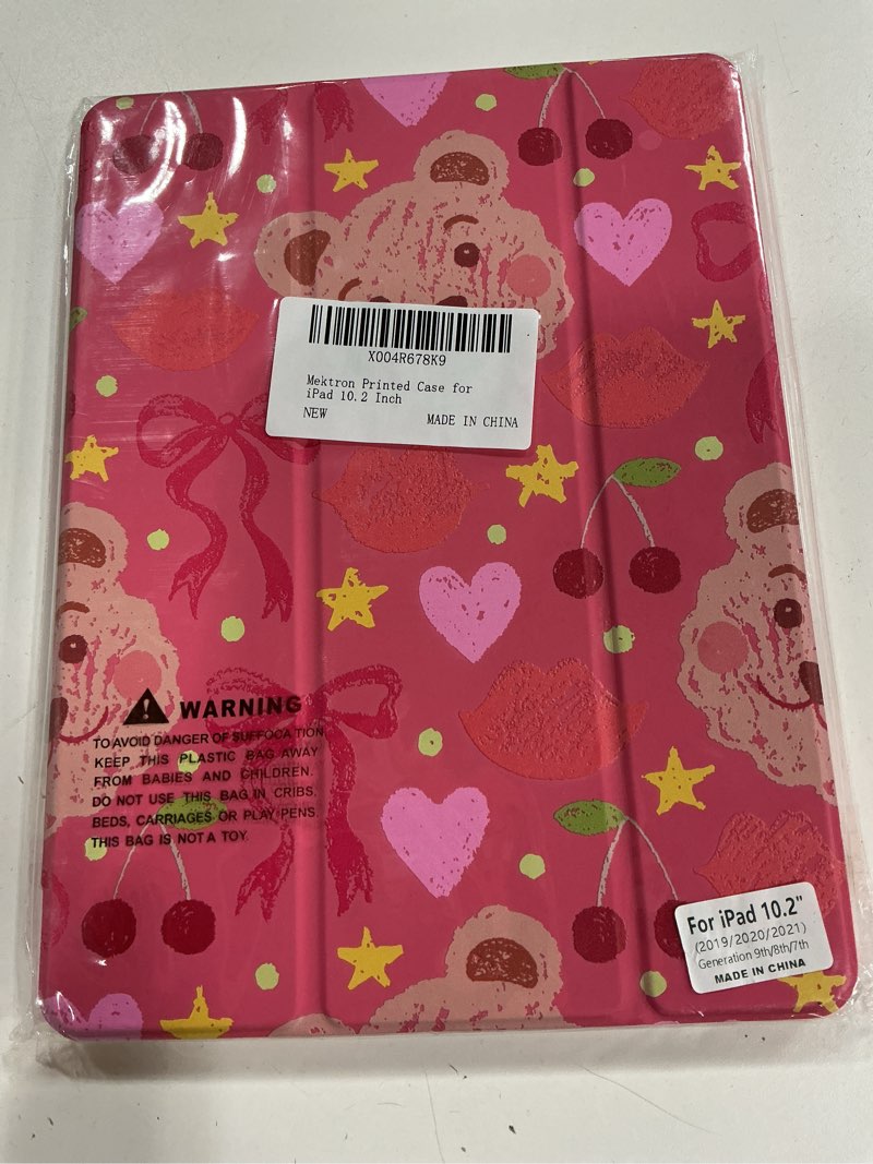 Mektron Printed Case for iPad 10.2 Inch 2021/2020/2019, for iPad 9th/8th/10th Generation Case, Buit in Pencil Holder with Shockproof Cover Clear Shell + Trifold Stand, Blossom Sakura-pink