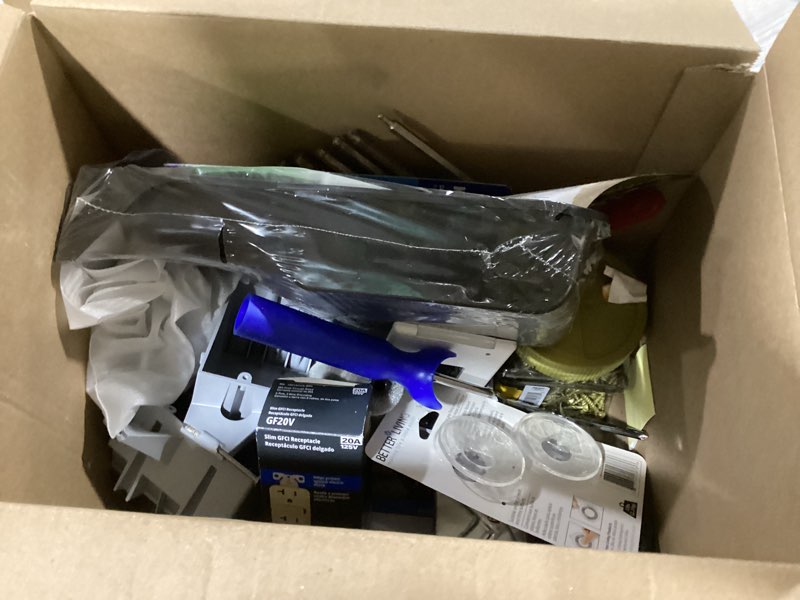 Misc. DIY Mystery Box ( contiuity tester, 4”paint tray and roller, light switch, GFCI receptical, ect.)