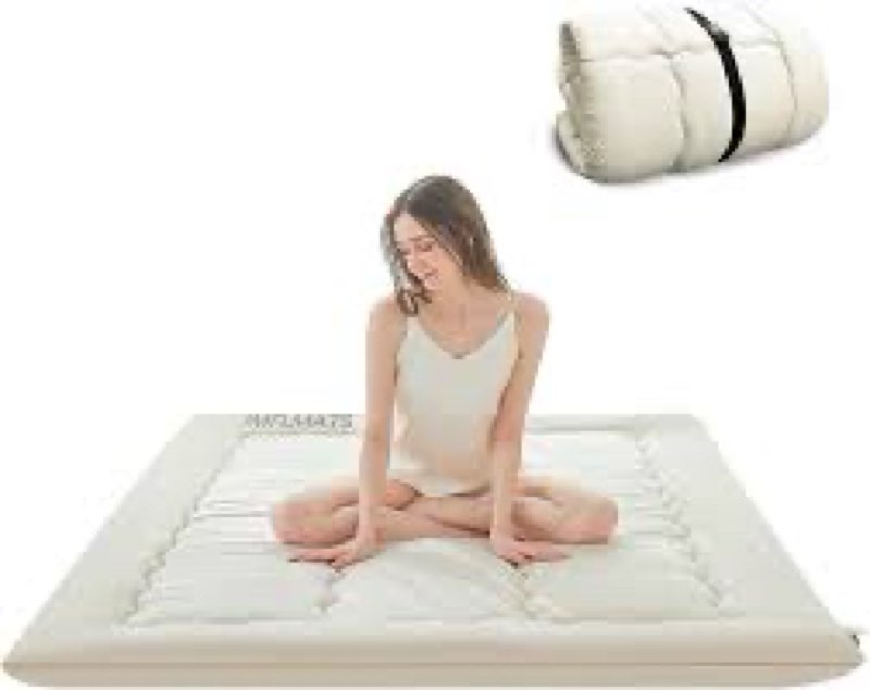 japanese floor mattress futon mattress,3" foldable tatami sleeping pad for adults & kids,100% high d