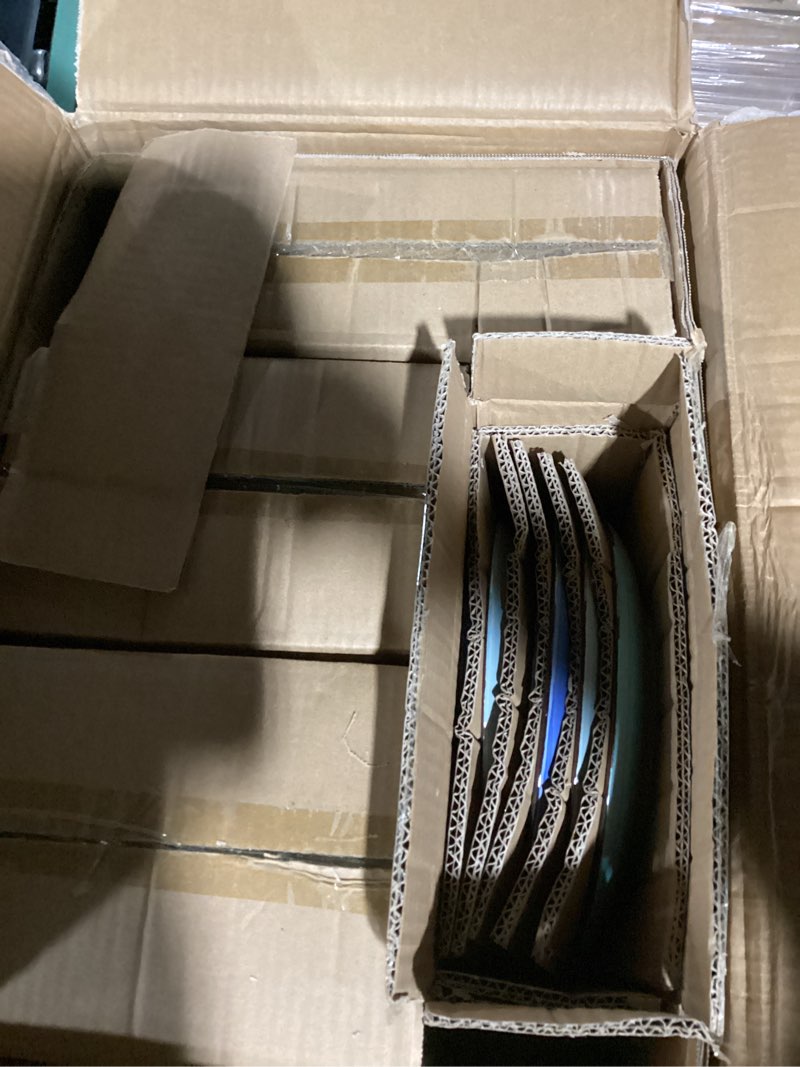 Condition photo showing New/Like New for vancasso bonita dinnerware set 24 pieces blue stoneware service for 6, handpainted spirals pattern stoneware combination set service for 6 (24 pcs-new ) bonita blue