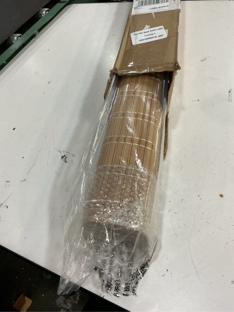 Condition photo showing Good Condition for lazblinds no tools no drill cordless bamboo roman shades, light filtering window treatment, roll up bamboo blinds for windows 35.5'' w x 48'' h, brown light filtering-brown206 35.5" w x 48" h