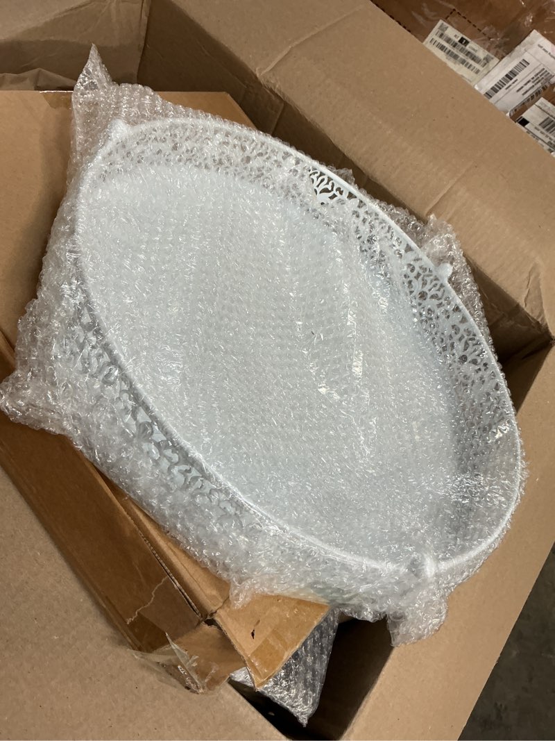Condition photo showing Good Condition for wenqik cake stand 14 inch round metal cupcake dessert wedding cake stand cookies display holder fruit serving tray for table wedding birthday anniversary party(white)