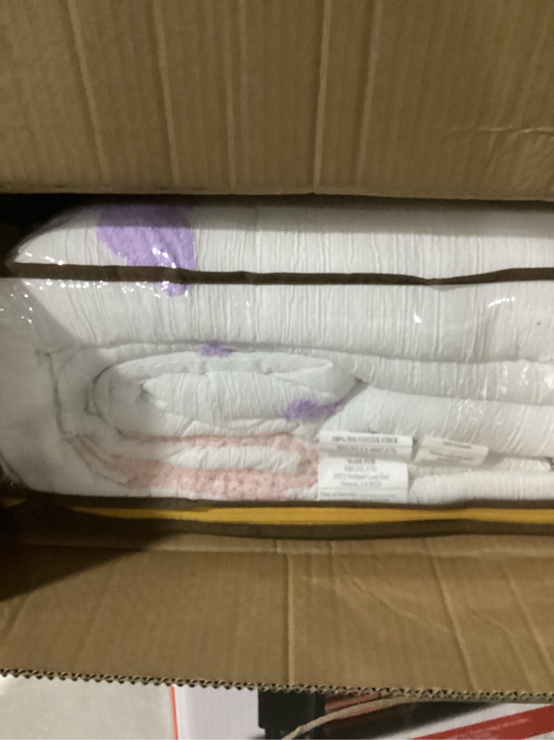 Condition photo showing Good Condition for Intelligent Design Kids Rio Full/Queen Comforter Set – Girls’ Reversible Tufted Chenille Bedding with Pastel Purple Butterflies and Pink Dot, 4pcs F/Q Comforter Multicolor