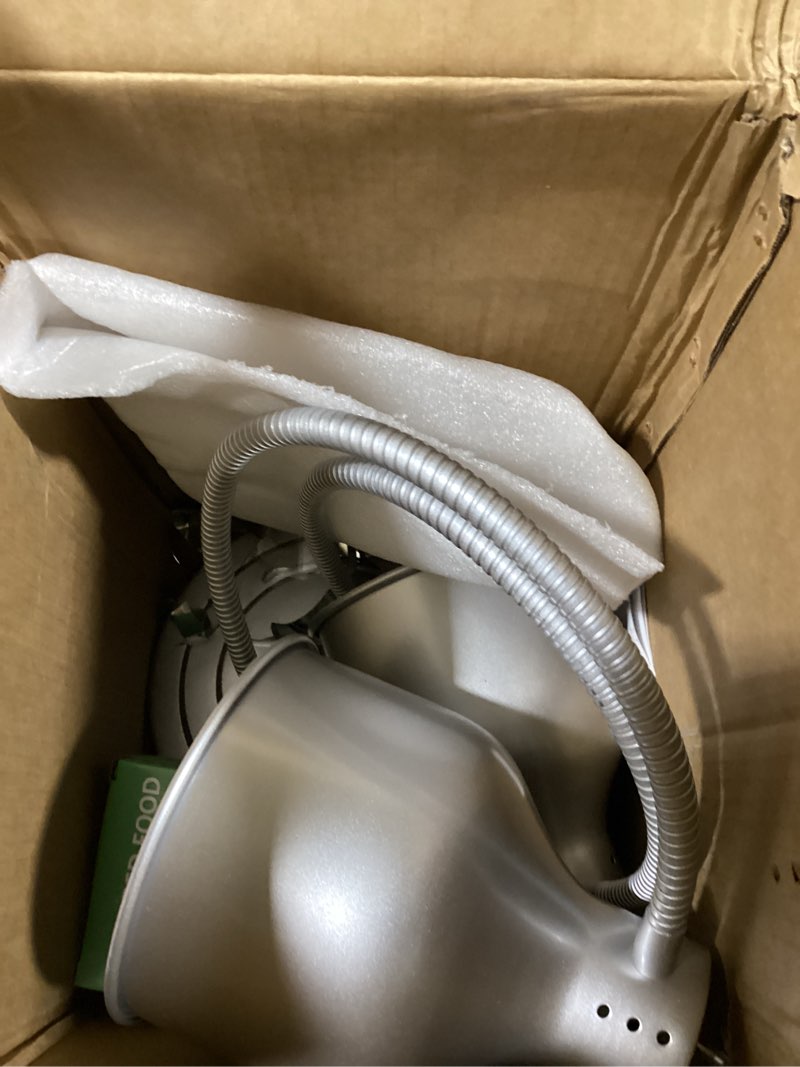 Condition photo showing New/Like New for Food Heat Lamp: [Rapid-Heating Bulbs Included] [Steady Heating] Commercial Food Warmer Lamp, Electric Heat Light for Catering Food Warming Light for Buffet Parties (Painted Silver, 32" (2-Head)) Painted Silver 32" (2-Head)