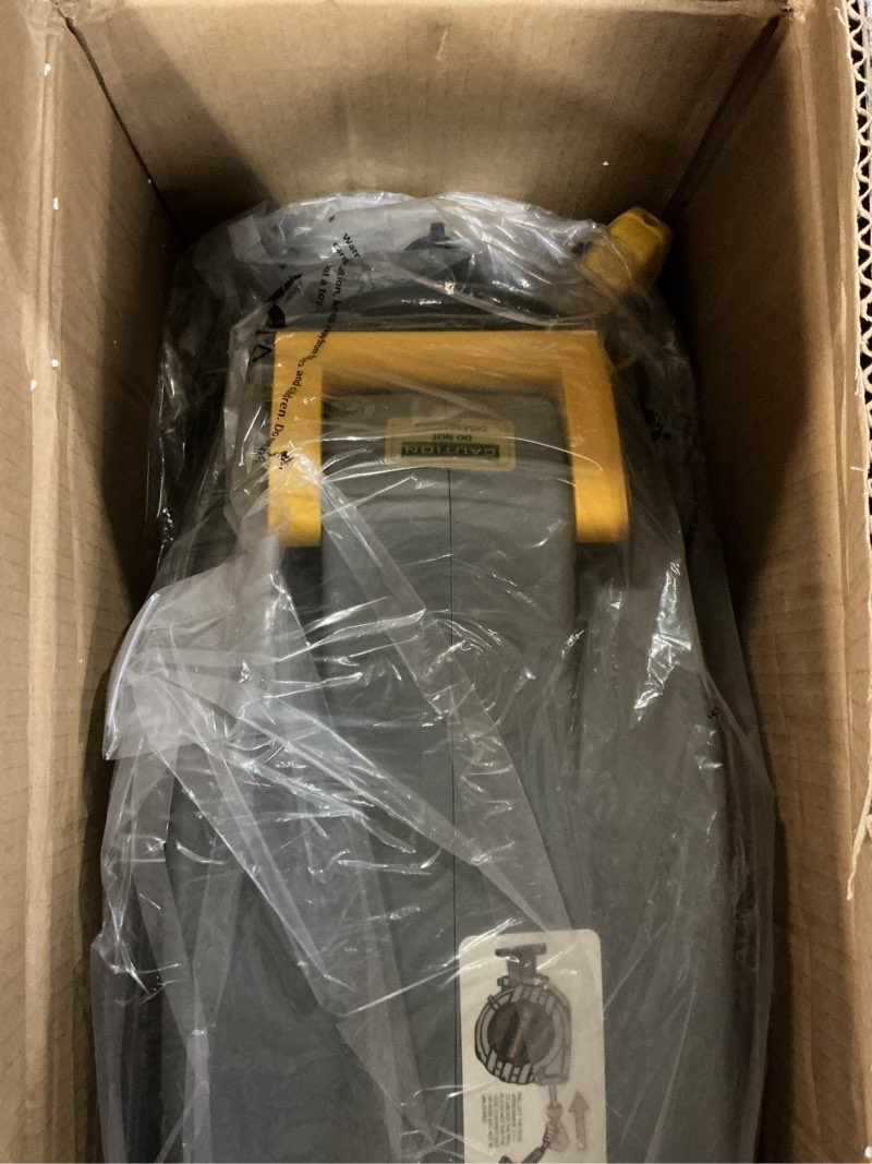 Condition photo showing New/Like New for glahoden retractable garden hose reel 5/8 in x 100 ft upgraded uv resistant heavy duty automatic hose reel wall mount 3/4 in brass fitting 9 pattern nozzle any length lock slow retraction 180° swivel 5/8" 100ft light gray