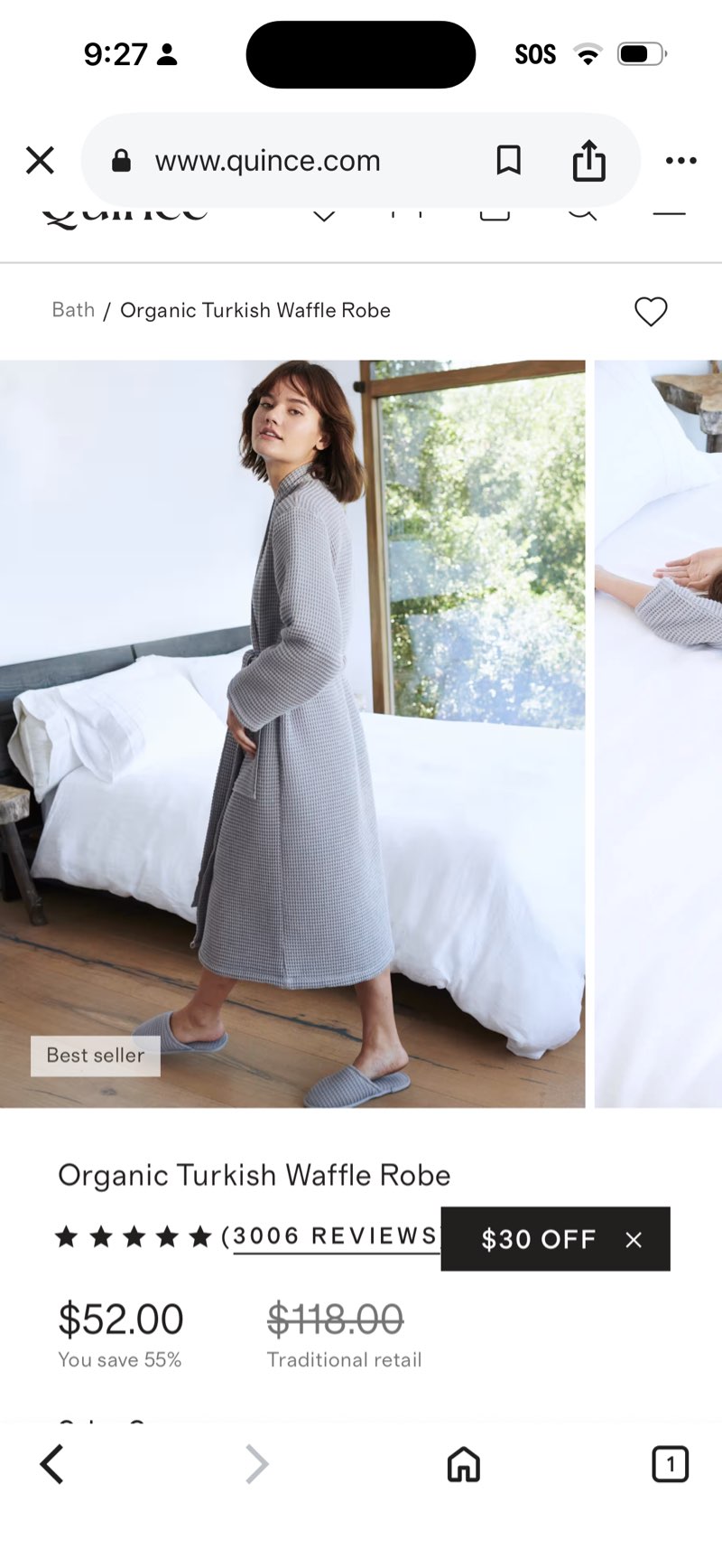 Organic Turkish Waffle Robe xs