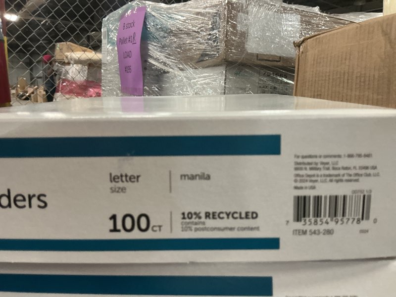 Condition photo showing Good Condition for office depot file folders, 1/3 tab cut, letter size, manila, pack of 100, od752 1/3