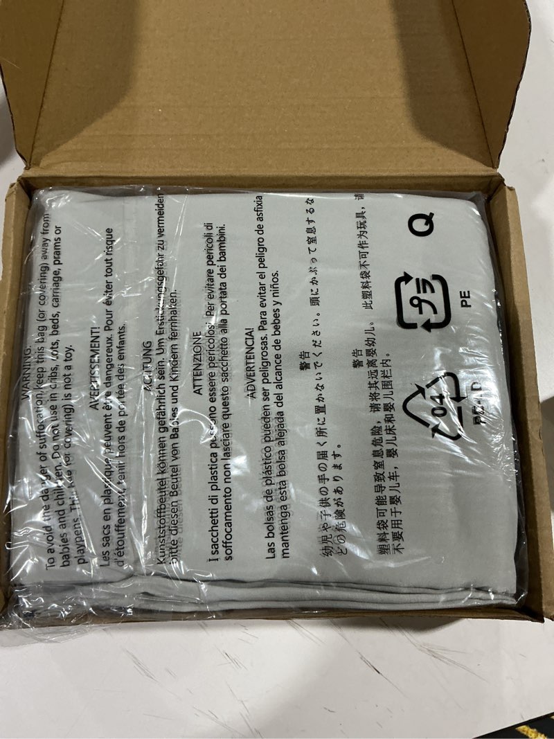 Condition photo showing Good Condition for Amazon Basics Lightweight Super Soft Comfortable Easy Care Microfiber 4 Piece Bed Sheet Set with 14-Inch Deep Pockets, Queen, Light Gray, Solid Light Gray Queen