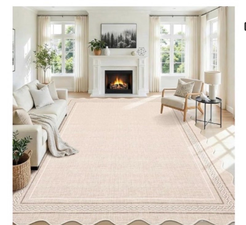 garveehome scalloped washable 8x10 area rug for living room non slip soft bedroom rugs solid jute co
