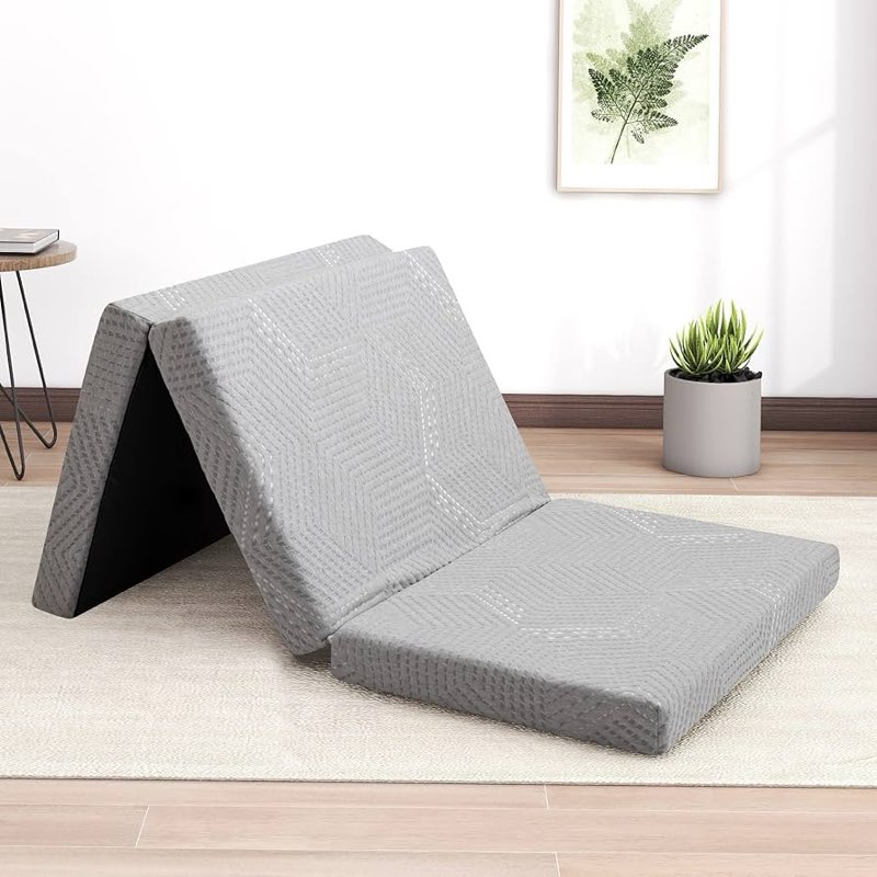  6 inch tri-fold memory foam mattress, grey (similar to stock photo)