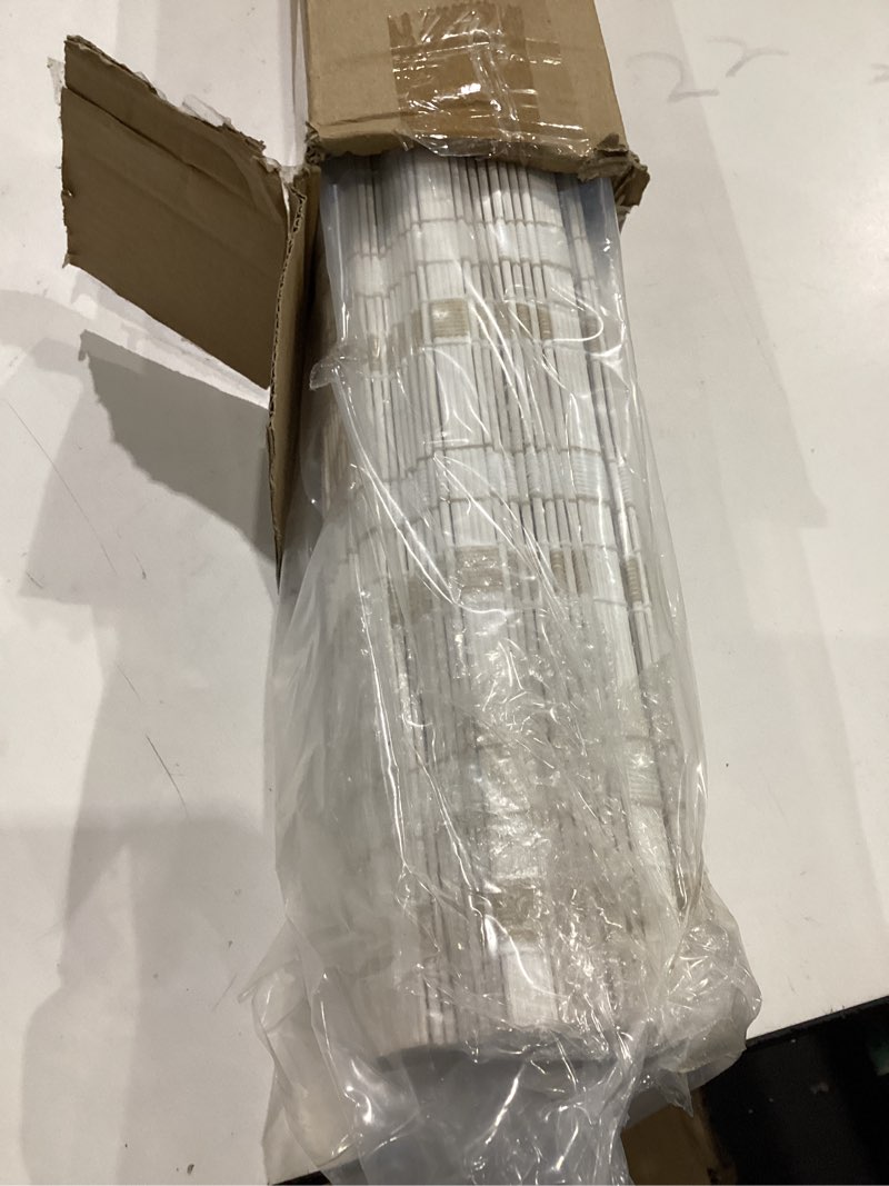 Condition photo showing Good Condition for lazblinds no tools no drill cordless bamboo roman shades, light filtering window treatment, roll up bamboo blinds for window 33'' w x 64'' h, whitewash b whitewash b 33'' w x 64'' h