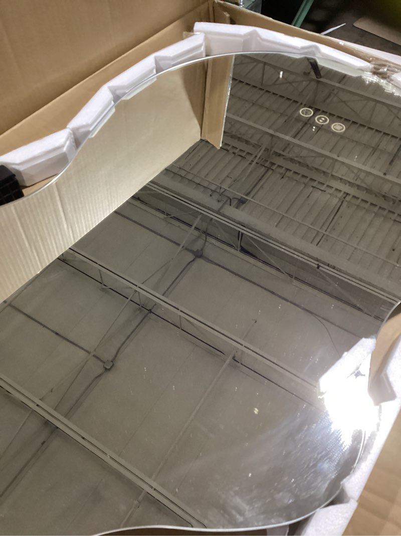 Condition photo showing Good Condition for SMIROR Asymmetrical Backlit Bathroom Mirror with Lights 24 x 36, Irregular Cloud Led Lighted Vanity Mirror for Wall, Anit-Fog, Dimmable, Memory Function (Horizontal/Vertical) Backlit 36"L x 24"W