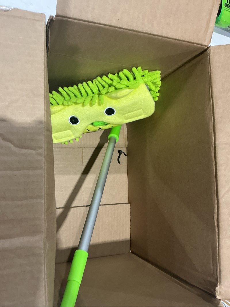 Condition photo showing As Is for mini microfiber chenille cartoon flat dust mop for children,detachable,360 degree rotation, extension-type (green)