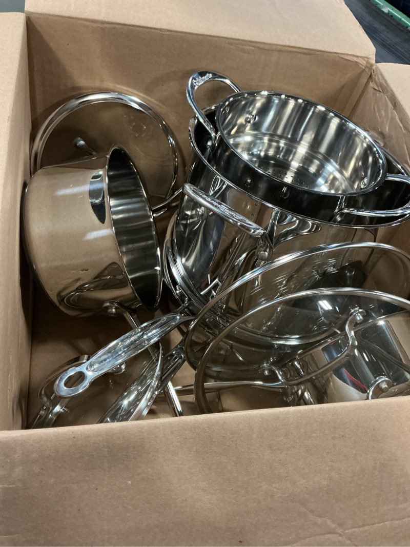 Condition photo showing As Is for Tramontina 80116/249DS Gourmet Stainless Steel Induction-Ready Tri-Ply Clad 12-Piece Cookware Set, NSF-Certified, Made in Brazil 12-Piece COOKWARE SET Cookware