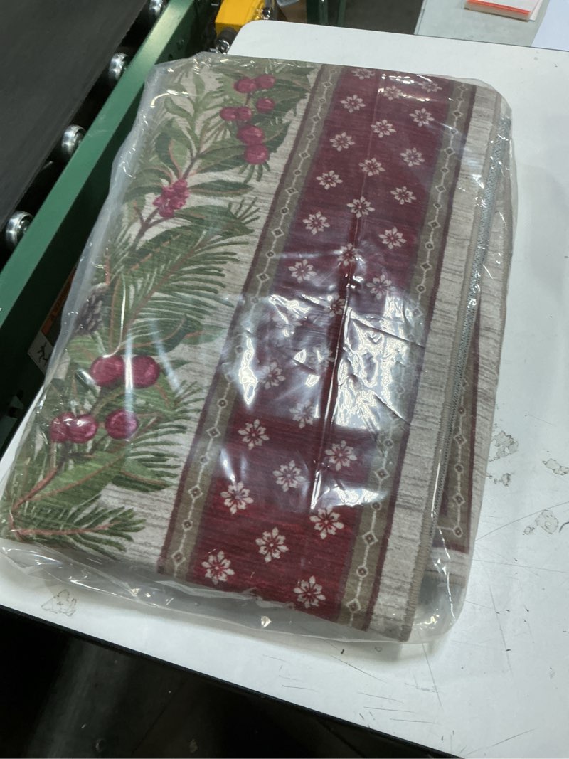 Condition photo showing Good Condition for COZONY Bordered Plaid Christmas Rug, Washable Low Pile Non Slip Holiday Carpet for Living Room Bedroom Dining Room