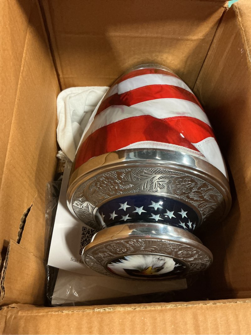 Condition photo showing Good Condition for american eagle urn for ashes adult male – large patriotic cremation urns for human ashes adult man & women – memorial funeral urn for home display, or burial