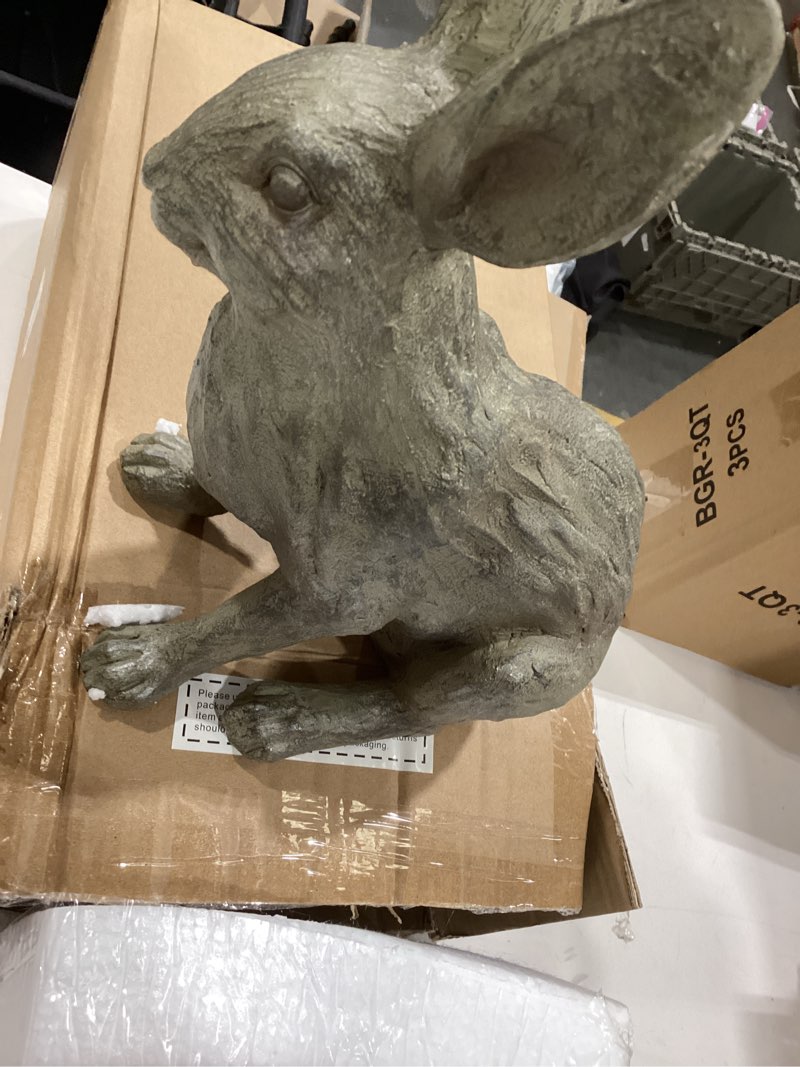Condition photo showing Good Condition for dilicoming grey resin rabbit garden statue - 12 inch large garden statues for home yard decor garden statues for outside balcony bunny decor for garden gifts
