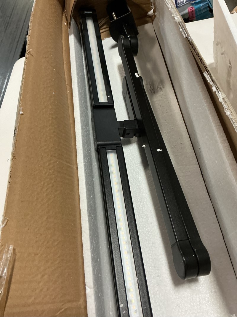 Condition photo showing As Is for micomlan led desk lamp with clamp, architect desk lamp for home office with atmosphere lighting, 24w ultra bright auto dimming computer light stepless dimming and tempering led table light black