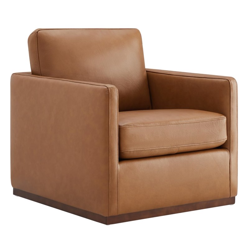 genuine leather swivel accent chair