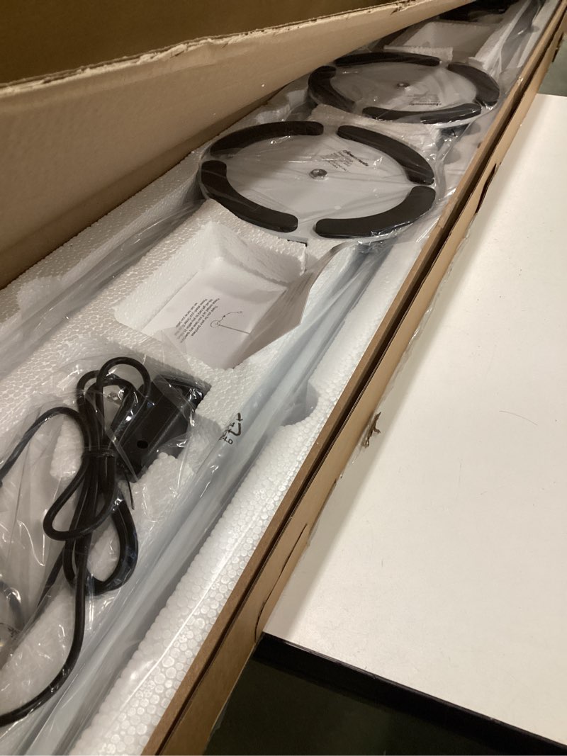 Condition photo showing New/Like New for DEWENWILS Floor Lamps for Living Room, Set of 2 LED Corner Light Works with Foot Switch, 1100 LM Dimmable Floor Lamp with 3000K Warm White, 57.5" Standing Lamp for Living Room, Bedroom, Office (White)