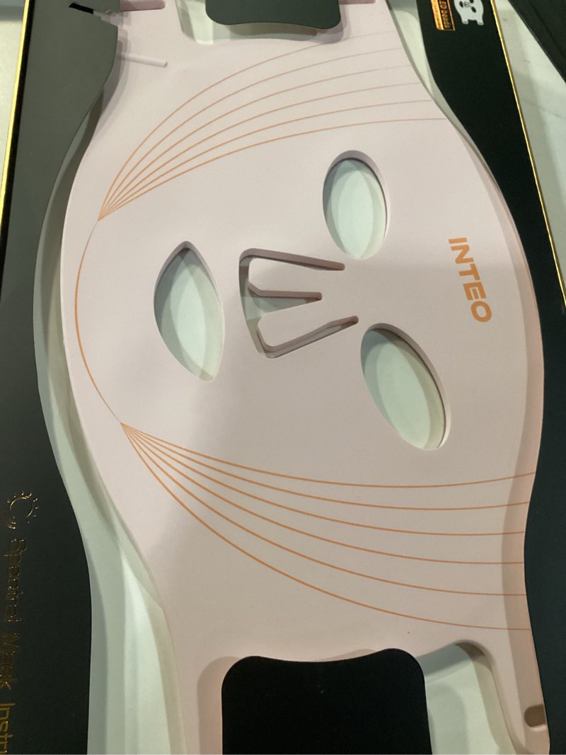 Condition photo showing Good Condition for inteo red light therapy for face, 3 modes portable led face mask light therapy with remote, infrared light mask with timing function, led light therapy at home, pink