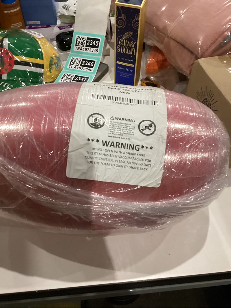 Condition photo showing New/Like New for FoamTouch 3\"  x 24\" Wide x 72\" Long Red High Density Foam, Ideal for Foam Padding, Seat Replacement, Chair Cushion Replacement, Wheelchair Seat Cushion and More Red .