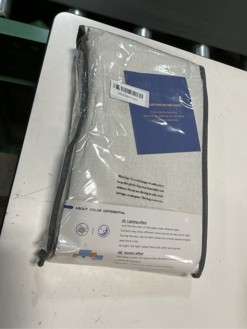 Condition photo showing New/Like New for 100% Blackout Shield Linen Blackout Curtains for Bedroom 84 Inches Long, Back Tab/Rod Pocket Living Room Drapes, Thermal Insulated Blackout Curtains 2 Panels Set, 50" W x 84" L, Beige Beige 50"W x 84"L (Pack of 2)