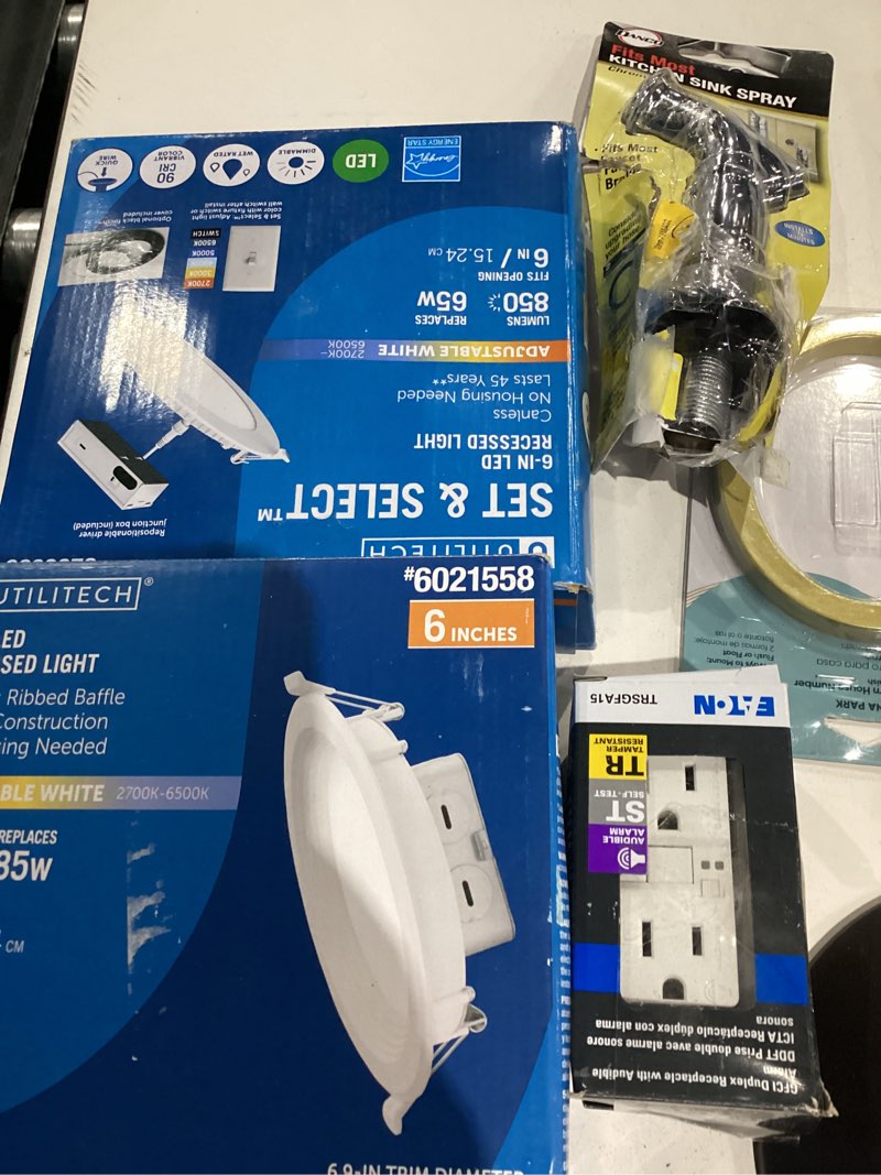 Condition photo showing As Is for assorted home improvement lot (small tools, screw, home accessories, etc.)