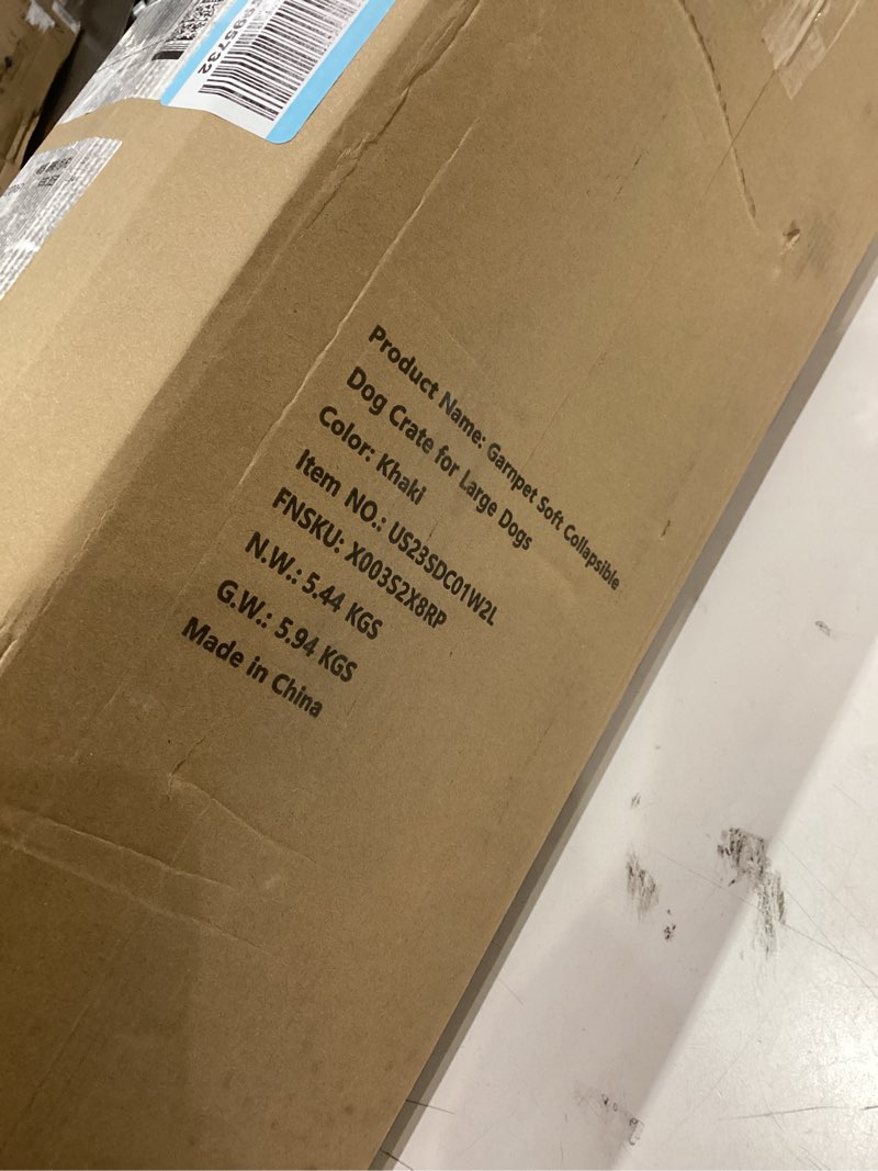 Condition photo showing Good Condition for 36 Inch Collapsible Soft Dog Crate for Large Dogs, 4-Door Foldable Travel Dog Kennel with Durable Mesh Windows for Indoor & Outdoor Portable Pet Crate, Soft Side Dog Crate, Beige