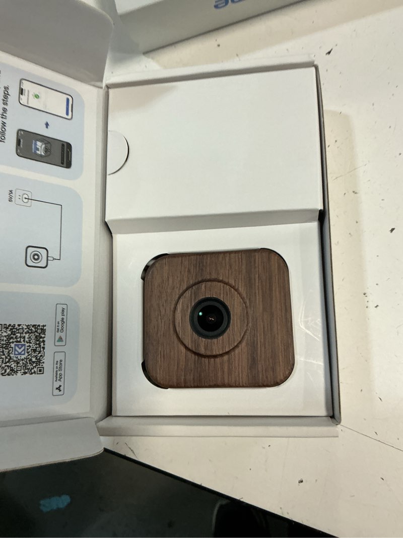 Condition photo showing Good Condition for 5mp 3k window camera for indoor & outdoor home security, magnetic mount, full-color night vision, 24/7 recording, free cloud storage, no subscription, dual-band wifi, ai human detection, walnut wood walnut 1 pack
