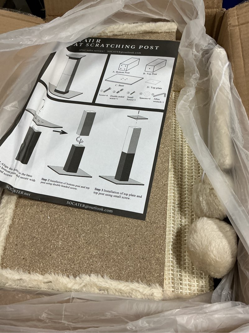 Condition photo showing New/Like New for Cat Scratching Post 33 Inch Nature Sisal Cat Scratch Post for Indoor Cats, Large Cat Scratcher Protect Your Furniture, for All Breeds white