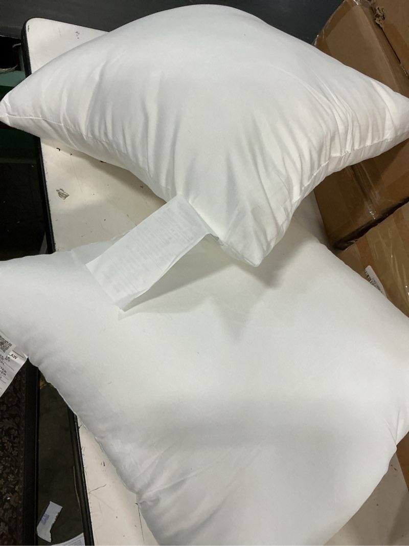 Condition photo showing As Is for ashler 16 x 16 outdoor pillow inserts, set of 2 water resistant throw pillow inserts hypoallergenic stuffer sham square pillow insert for patio, bench, garden, indoor outdoor decorative 2 count (pack of 1) white-16 x 16 inches
