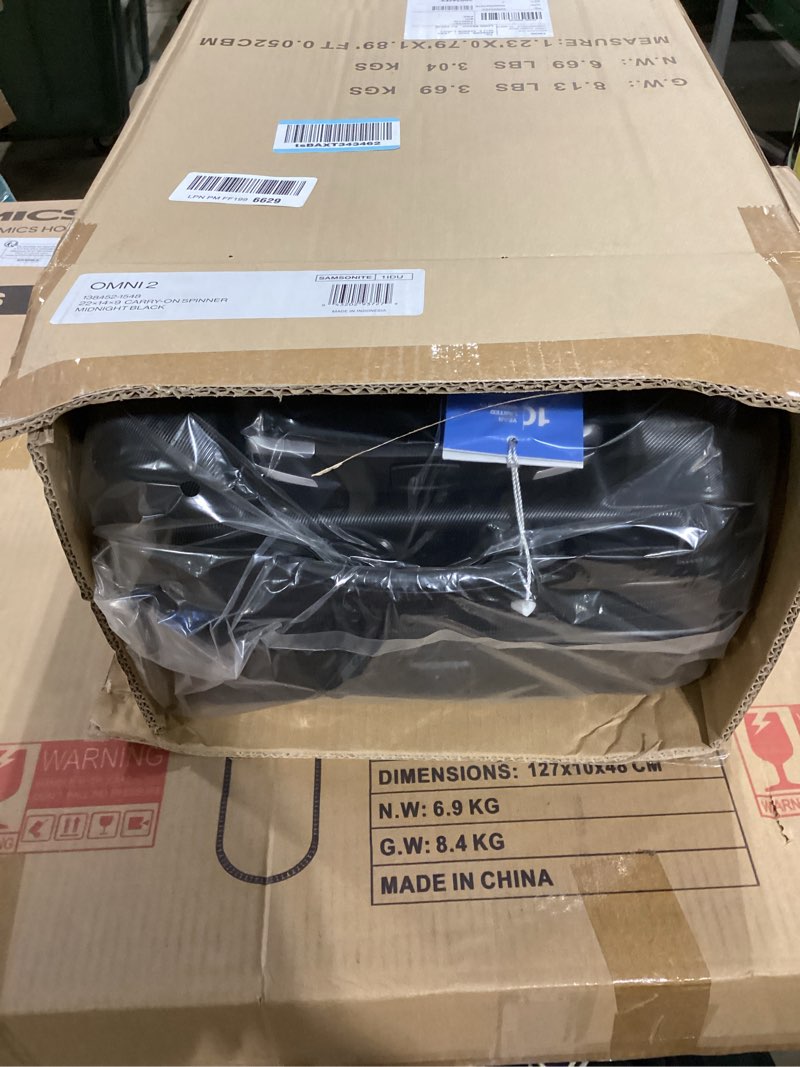 Condition photo showing Good Condition for samsonite omni 2 global carry-on spinner luggage - compact size for international travel - airline-approved - features expandable polycarbonate shell, 360° wheels, usb power hub - charcoal - black carry-on spinner midnight black