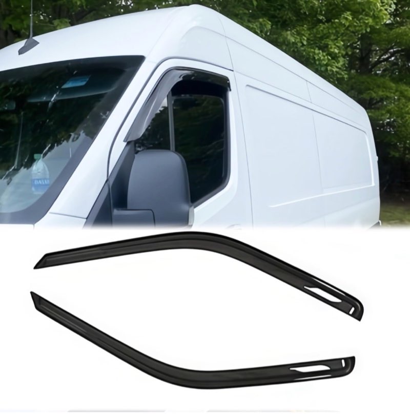 VICOJETOR Rainproof Side Window Wind Deflectors for Mercedes-Benz Sprinter 2006-2018, Tape-on Sun Ra