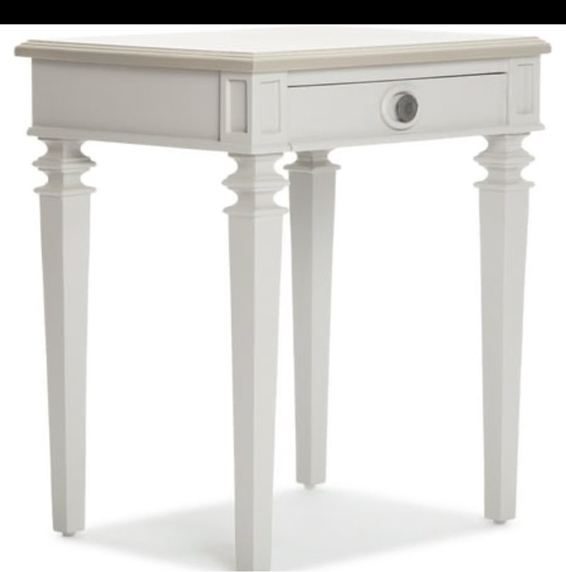 Finch Benson Traditional Solid Wood End Table Nightstand with Drawer  Light Gray