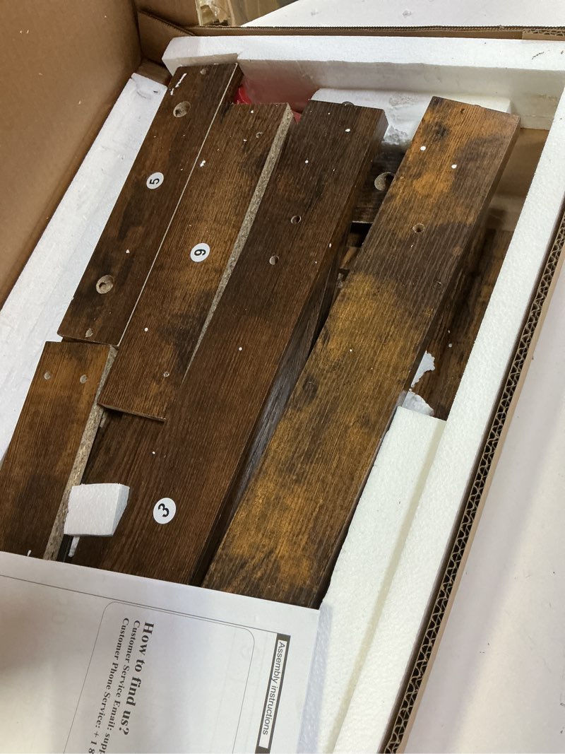 Condition photo showing Good Condition for idealhouse end table, small side table, nightstand with 2-tier storage shelf, wood bedside table for living room, small spaces, bedroom, entryway, farmhouse, rustic brown