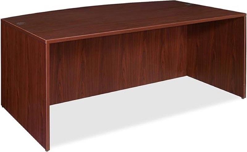 lorell bow front desk shell, 72 by 36 by 29-1/2-inch, mahogany